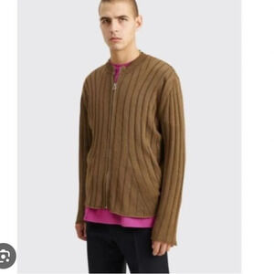 Kiko Kostadinov Harkman Knit Zip Cardigan in Marron NWOT designer quiet luxury